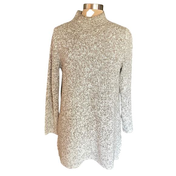 PureJill Cotton Blend Mock Neck Sweater Tunic MED Marled Knit Fall Casual Work - Picture 1 of 9